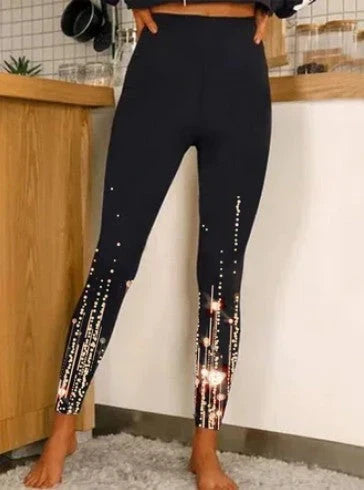 High waist slim leggings with super stretchy print