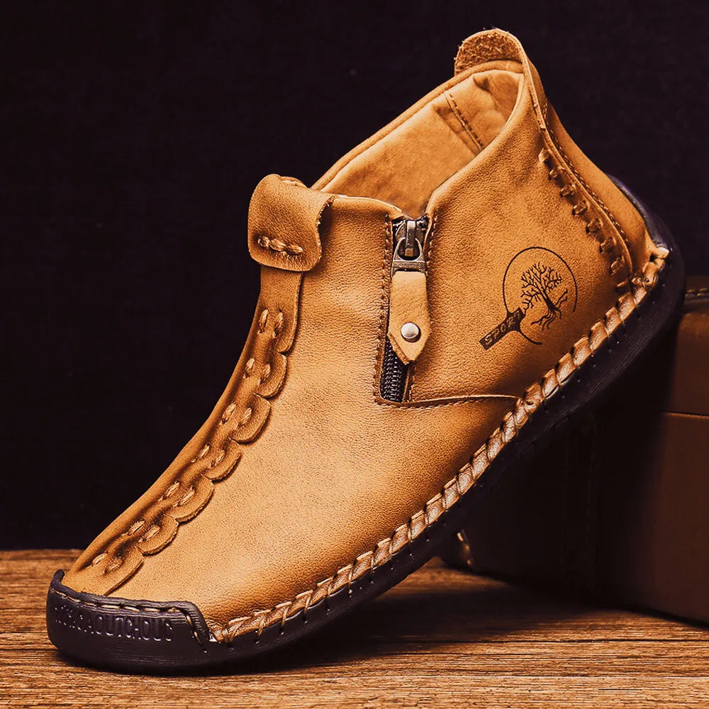 Autumn And Winter New Style Large Size Men's Shoes, Outdoor Casual Men's Tooling Boots, Hand-sewn Sets Of Foot Mid-cut Leather Boots