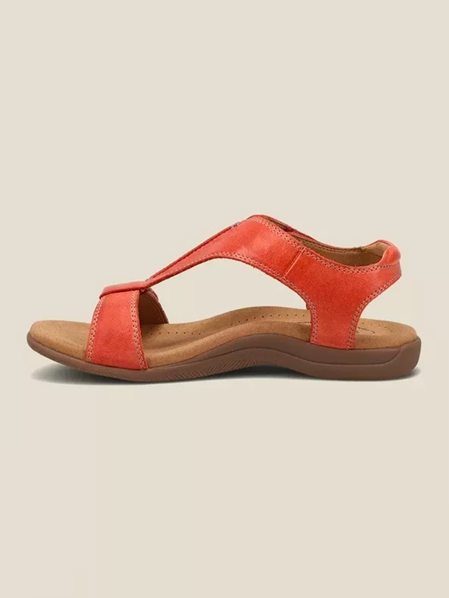 Women's Adjustable Leather Retro Solid Color Casual Portable Sandals