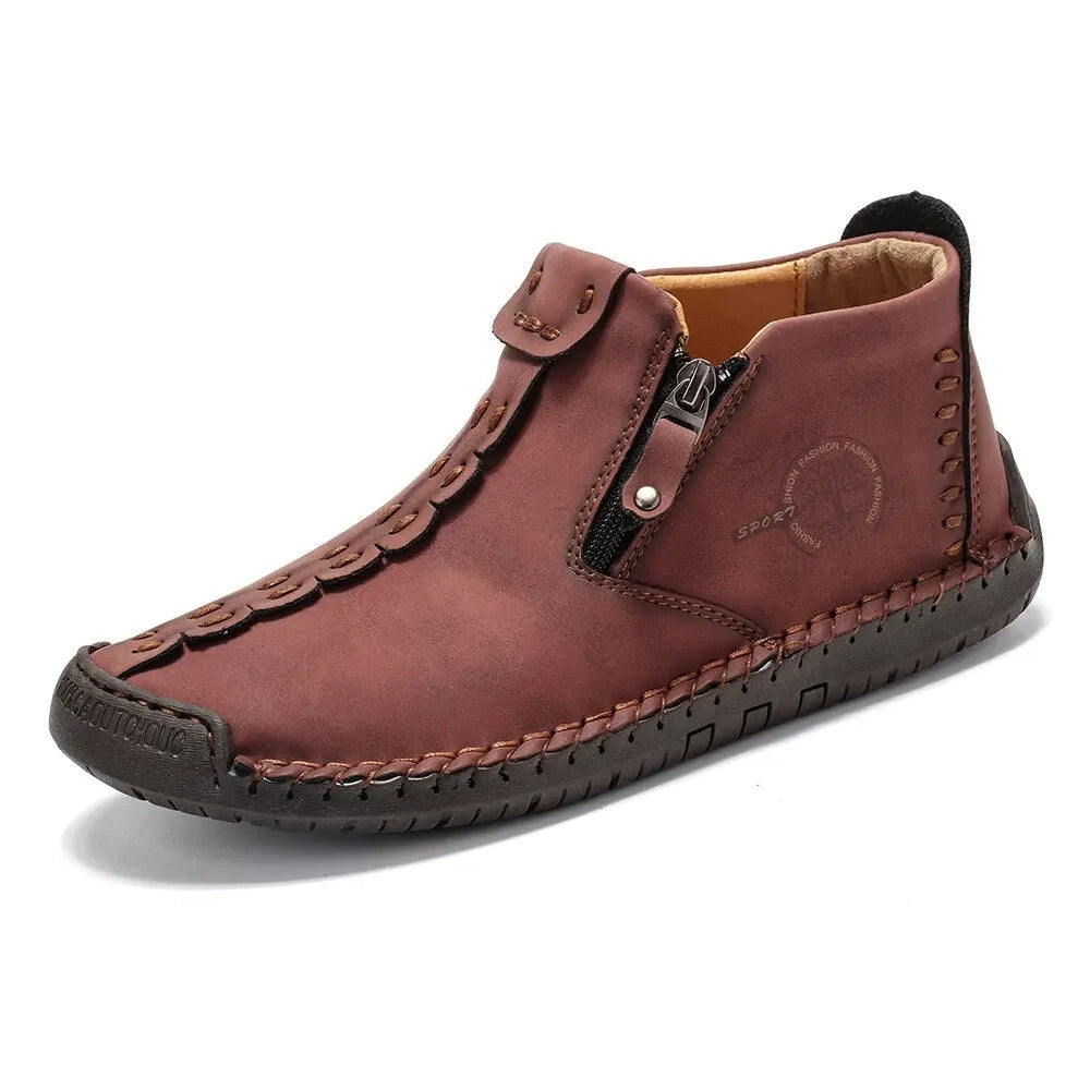 Autumn And Winter New Style Large Size Men's Shoes, Outdoor Casual Men's Tooling Boots, Hand-sewn Sets Of Foot Mid-cut Leather Boots
