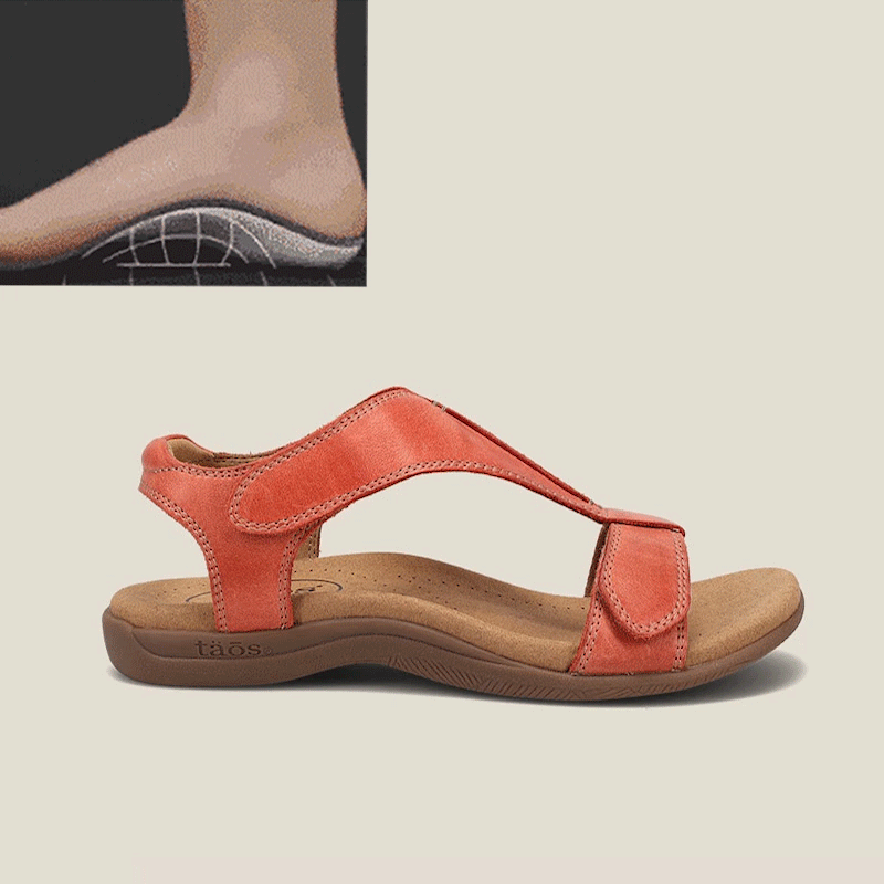 Women's Adjustable Leather Retro Solid Color Casual Portable Sandals