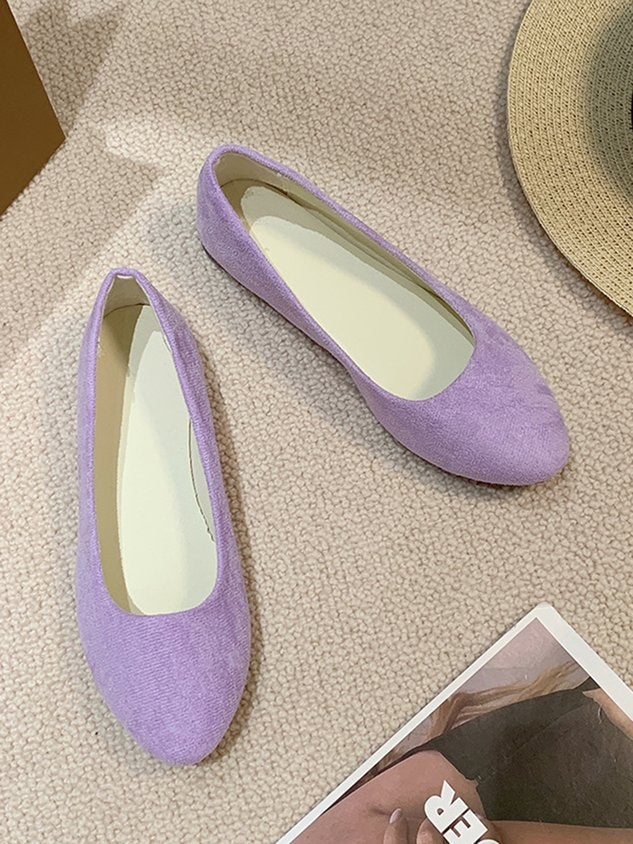 Multi-color Breathable Plain Velvet Simple Non-SlipSlip On Shallow Shoes Non-Slip Flat Heel Shoes