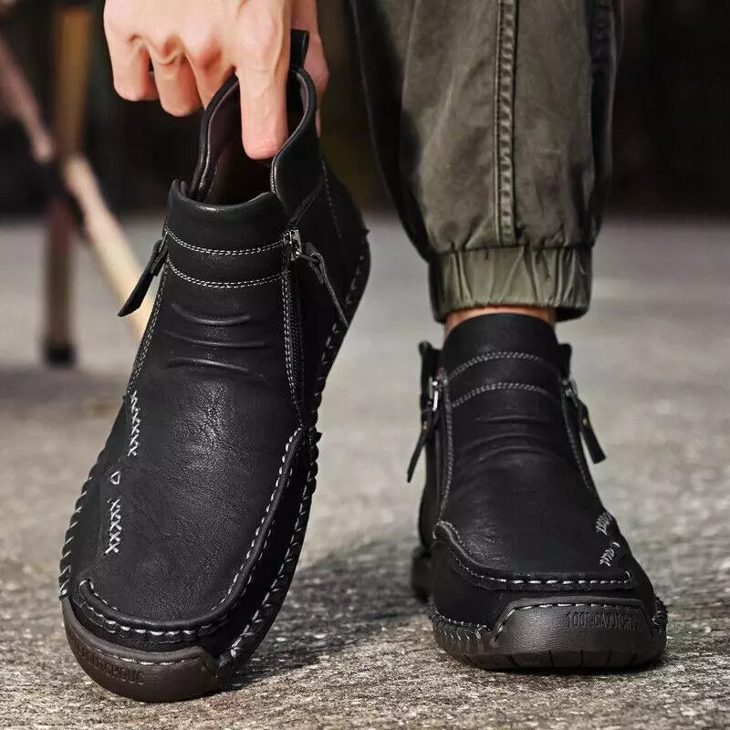 Men's Hand-sewn Cowhide Boots Comfortable Waterproof And Non-slip