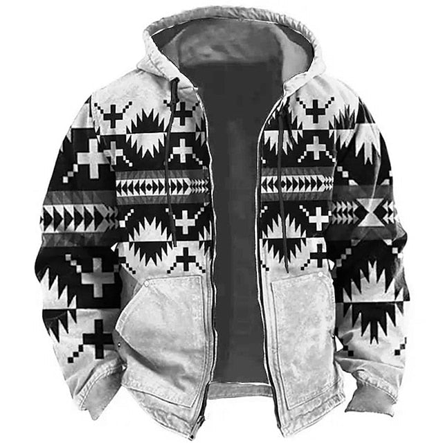 Men's Tribal Graphic Prints Hoodie Hoodies Sweatshirt Zip Hoodie Long Sleeve Hooded Sweatshirt Hooded Sports 3D Print Holiday Vacation Streetwear Blue Green Pocket Print Spring &  Fall Designer