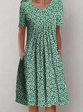 Women's Round Neck Short Sleeve Floral Print Dress