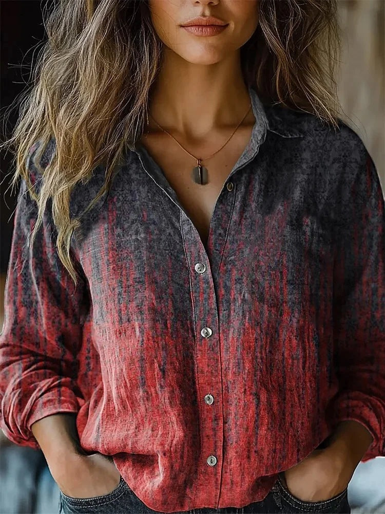 Retro Printed Long-sleeved Casual Shirt