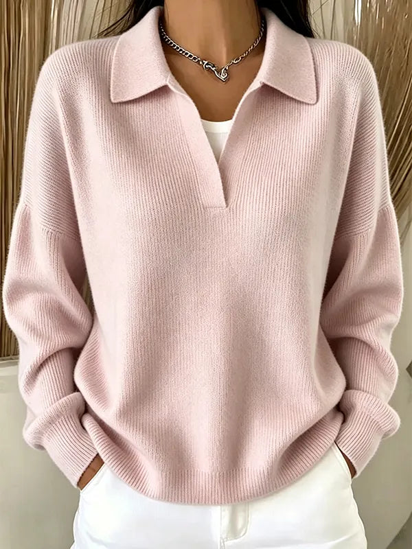 CLEARANCE SALE🔥Women's Ribbed Knit Polo Sweater