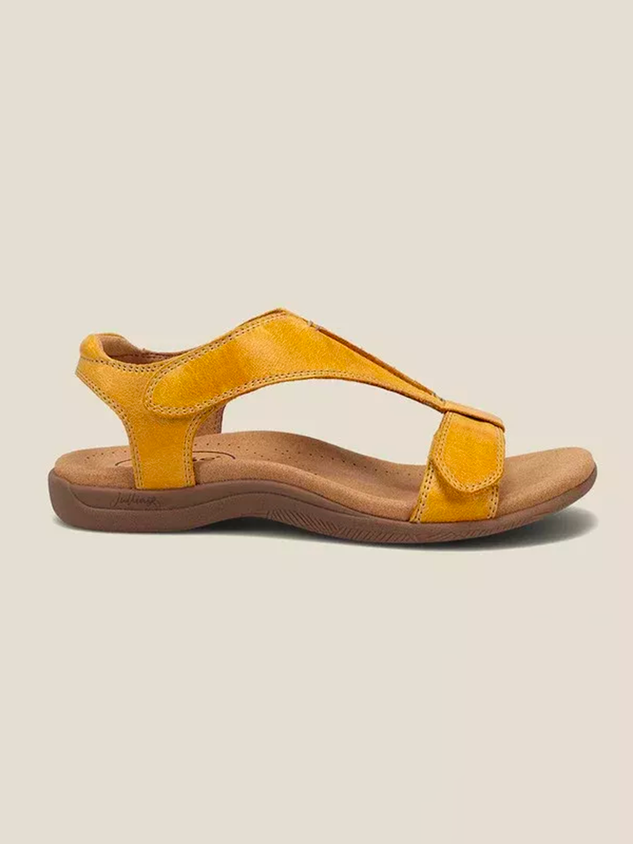 Women's Adjustable Leather Retro Solid Color Casual Portable Sandals
