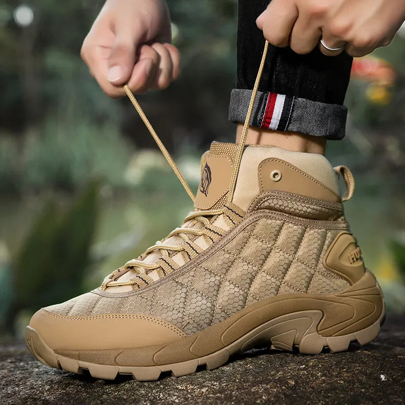 MEN'S HIGH TOP MILITARY BOOTS COMFORTABLE OUTDOOR HIKING SHOES