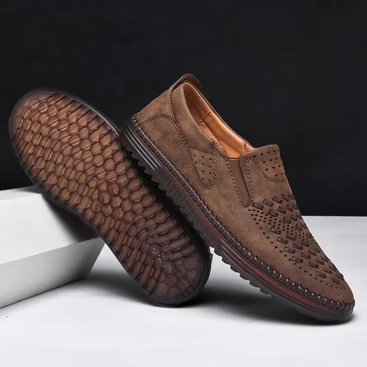 Men's genuine leather lightweight breathable casual orthopedic loafers