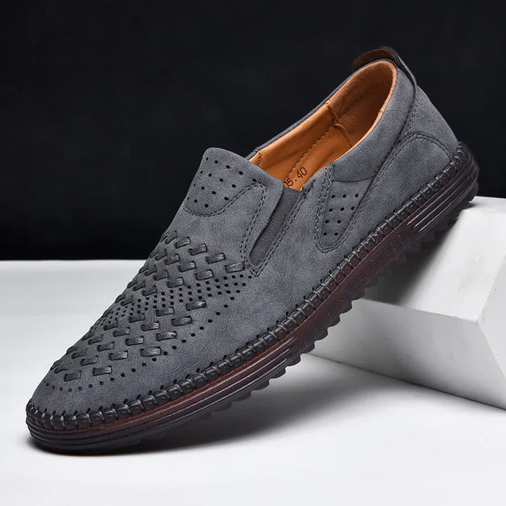 Men's genuine leather lightweight breathable casual orthopedic loafers