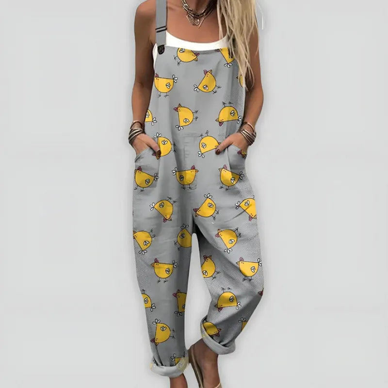 Printed Loose Overalls | Women's Casual Sleeveless Jumpsuit