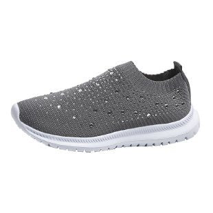 Women's Rhinestone Breathable Fly-Woven Mesh Plus Size Sneakers