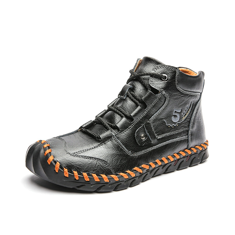 Men's Retro Soft Handmade Mid-cut Tooling Boots Outdoor Shoes