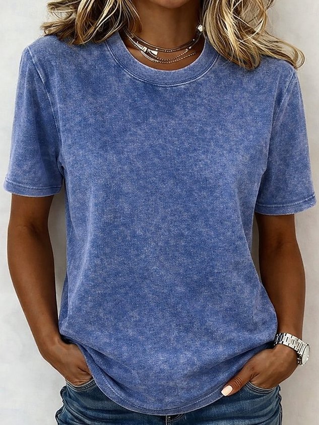 Women's 100% Cotton T Shirt Shirt Vintage Washed Tops Tee Top