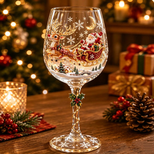 Christmas 3D Wine Glass Collection Gift Box Set