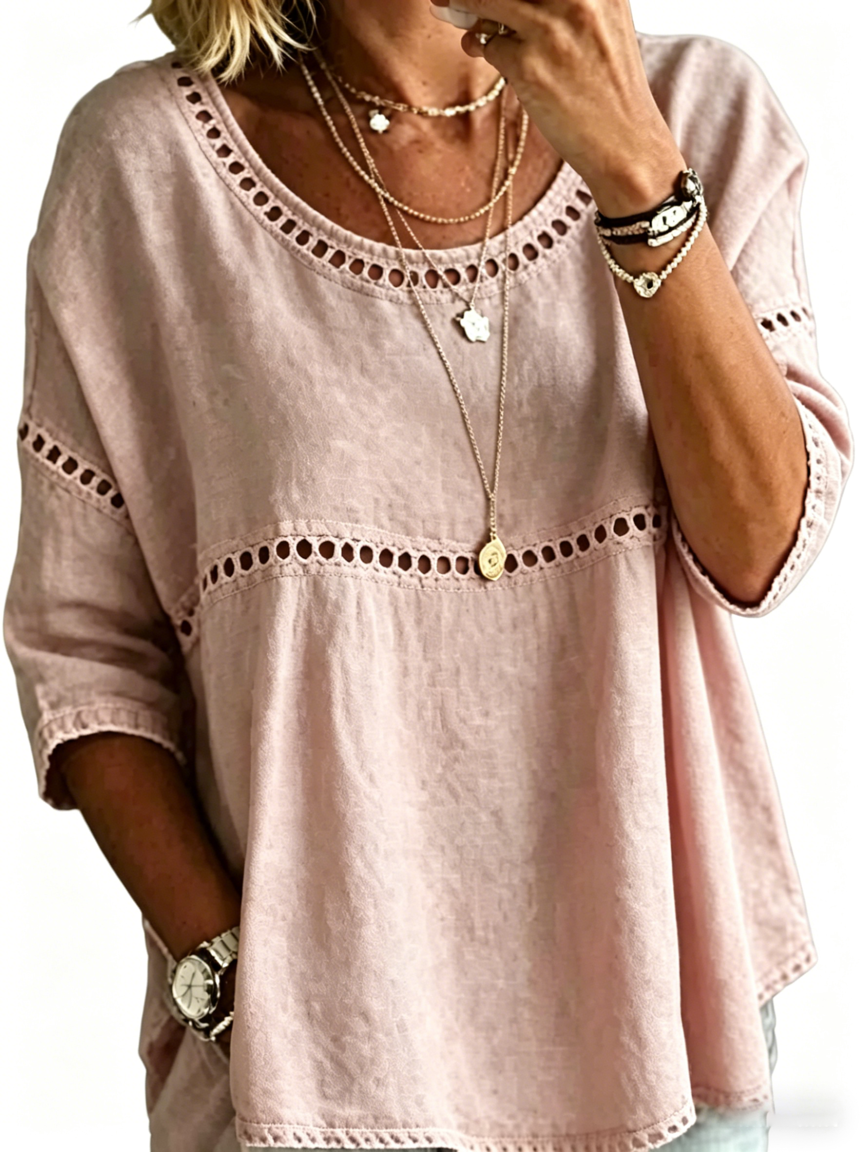 Abstract Print Linen Top | Women's Casual Loose Blouse