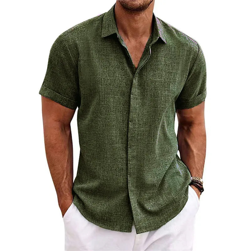 Short-sleeved Cotton Linen Shirt
