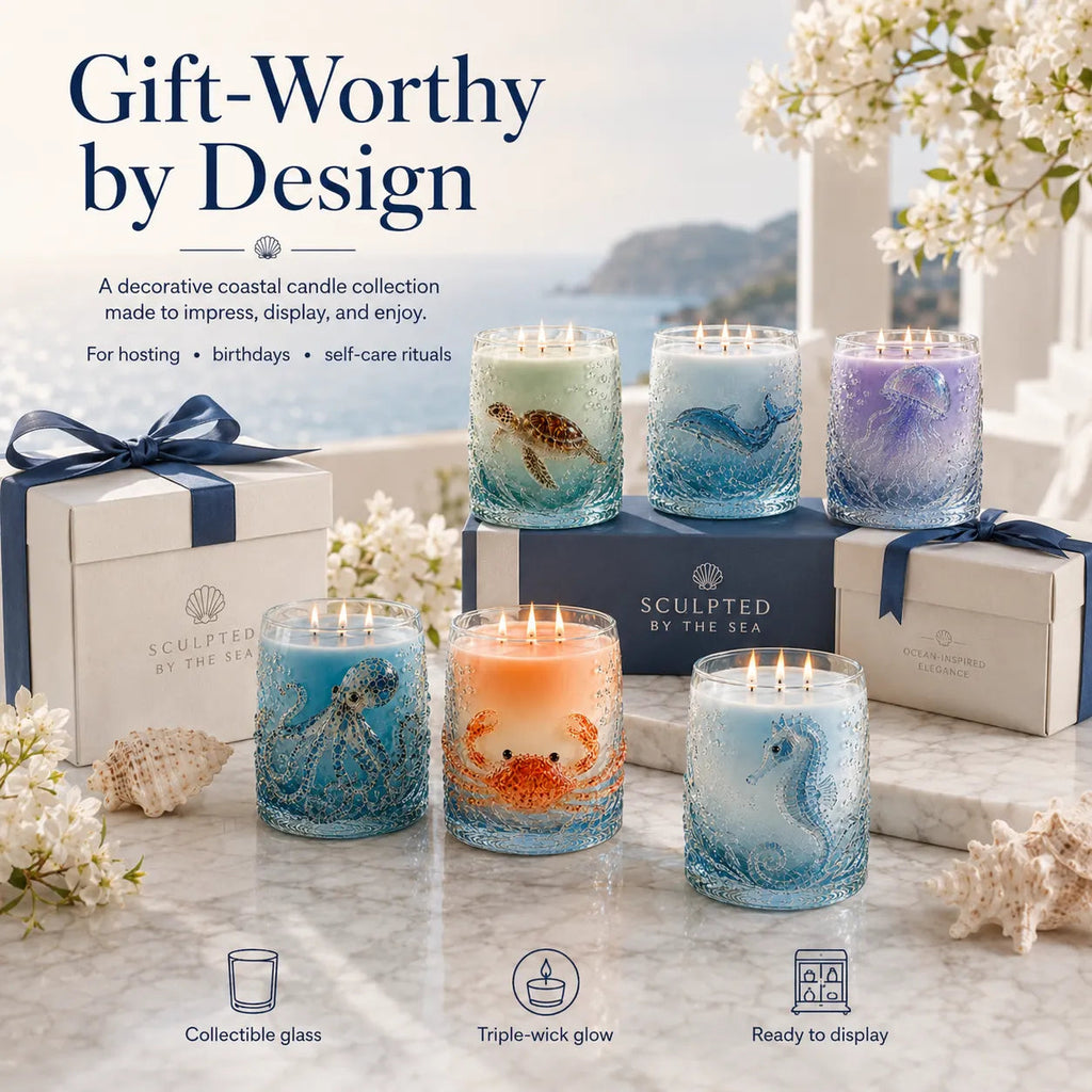 Ocean-inspired scented candles—crafted for moments of serenity