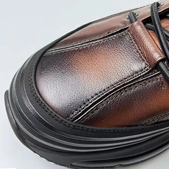 Mens Crocodile Print Genuine Leather Non-slip Arch Support Casual Sneakers