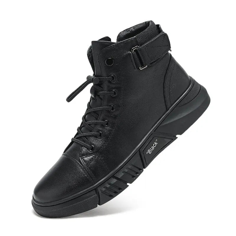 Men's Black Leather Solid Chelsea Boots