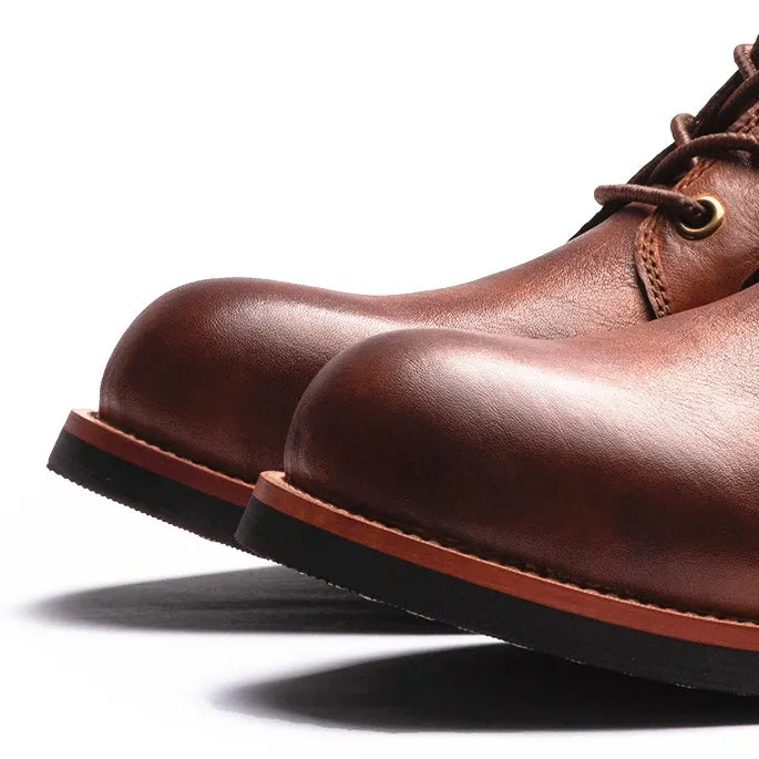 Men‘s Genuine Leather Waterproof Non-slip Arch Support Casual Work Boots