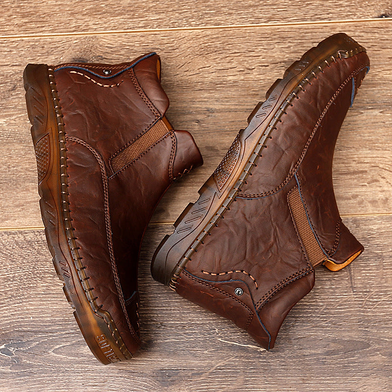 Men's Outdoor Casual Handmade Cowhide Boots
