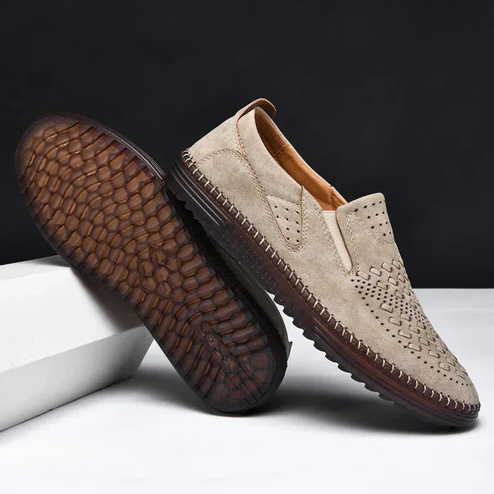 Men's genuine leather lightweight breathable casual orthopedic loafers