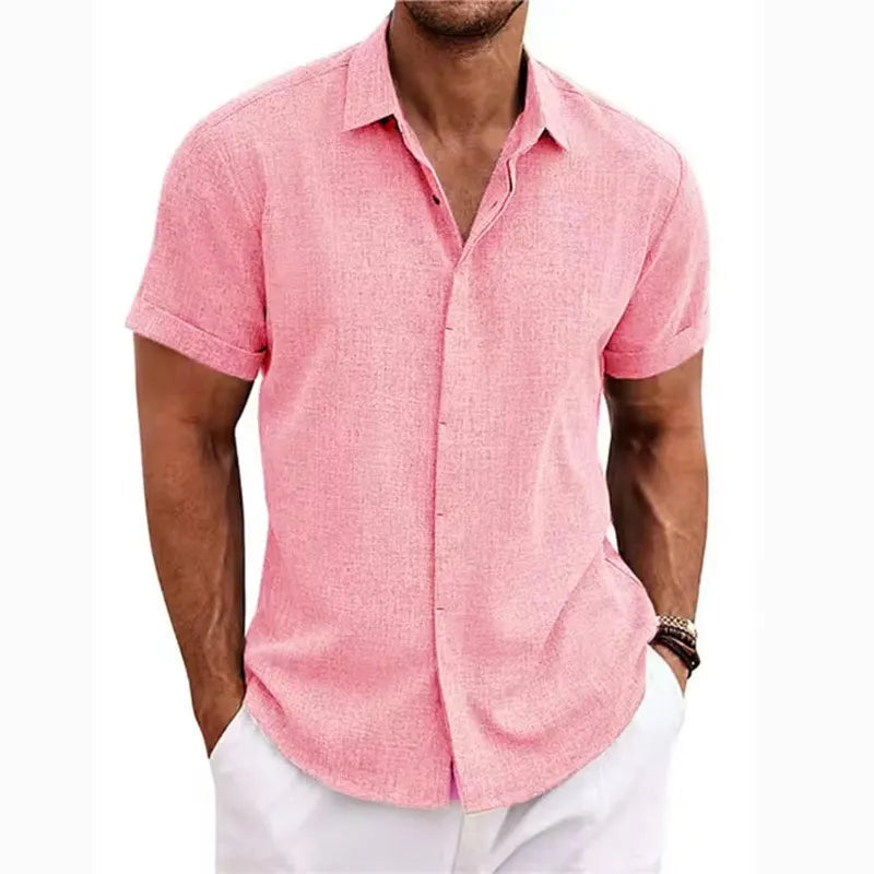 Short-sleeved Cotton Linen Shirt