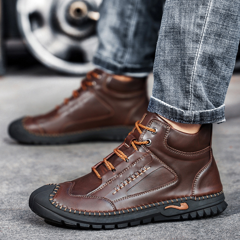 Stitched Hand-Sewn Cowhide Medical Shoes - Increase Muscle Relaxation