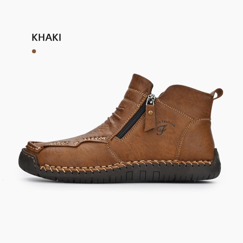 Men's Hand-sewn Cowhide Boots Comfortable Waterproof And Non-slip