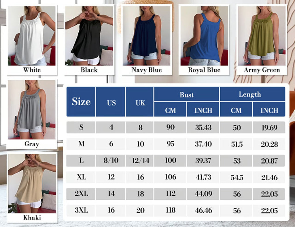 No-Wire Pleated Built-In Bra Tank Top
