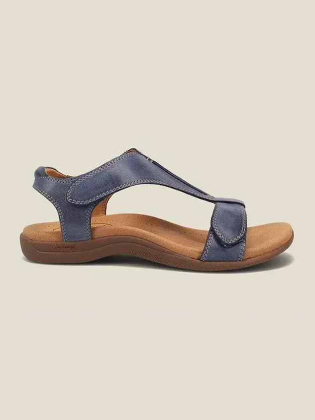 Women's Adjustable Leather Retro Solid Color Casual Portable Sandals