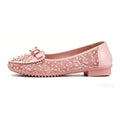 Elegant Applique Bowknot Decor Lace Split Joint Flat Shoes
