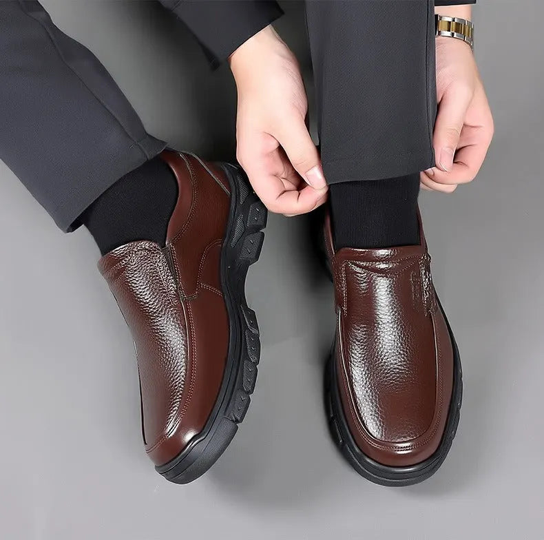 Men's Genuine Leather Comfy Casual Arch Support Slip-On Loafers