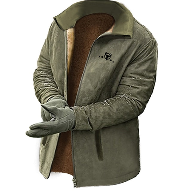 Men's Graphic Cowboy Sweatshirts Zip Sweatshirt Fleece Jacket Outerwear Long Sleeve Sweatshirt Stand Collar Daily Casual Vintage Retro Holiday Vacation Going out Fleece Winter