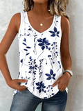 V Neck Street Cotton-Blend Loose Tank Top