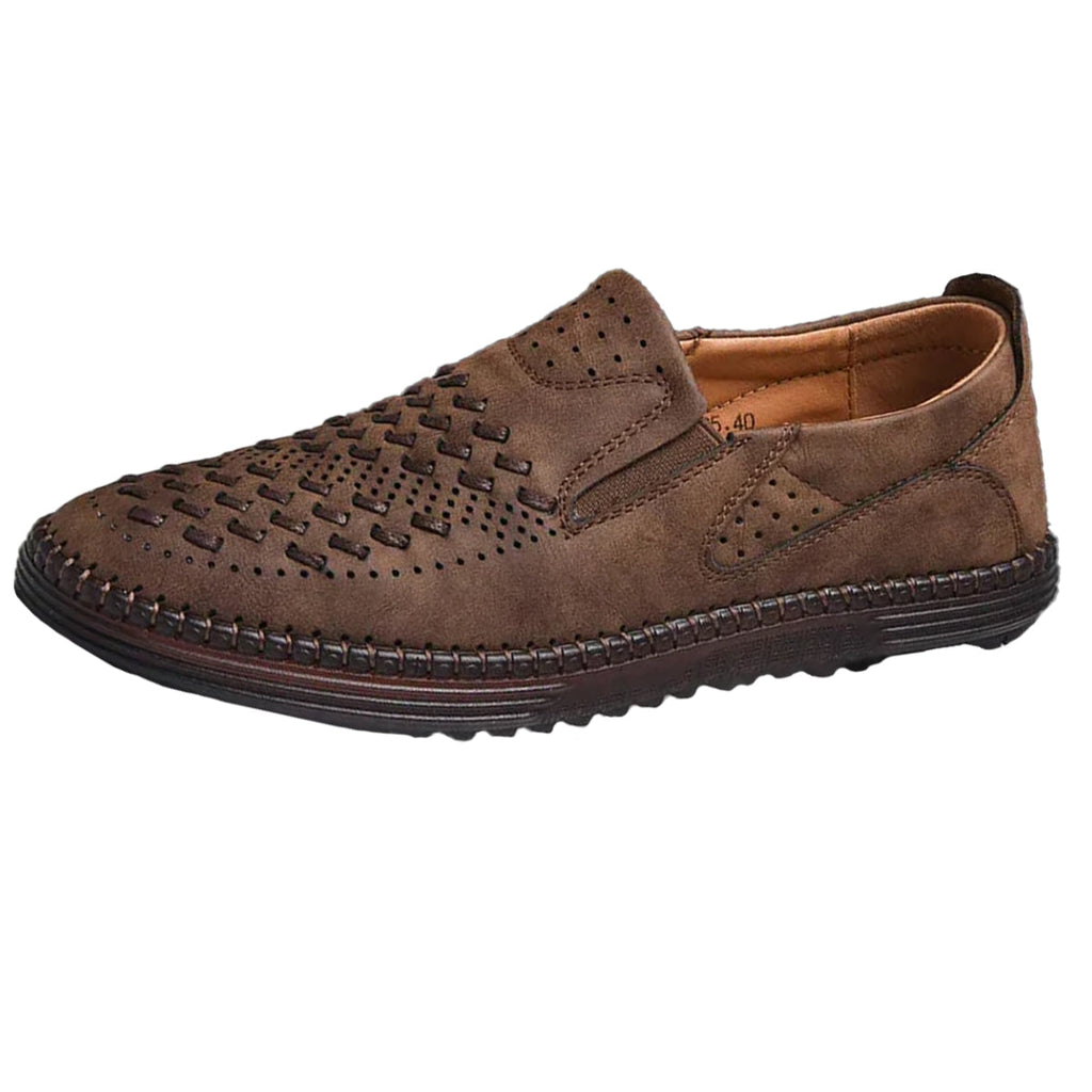 Men's genuine leather lightweight breathable casual orthopedic loafers