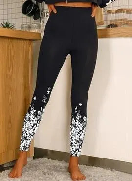 High waist slim leggings with super stretchy print