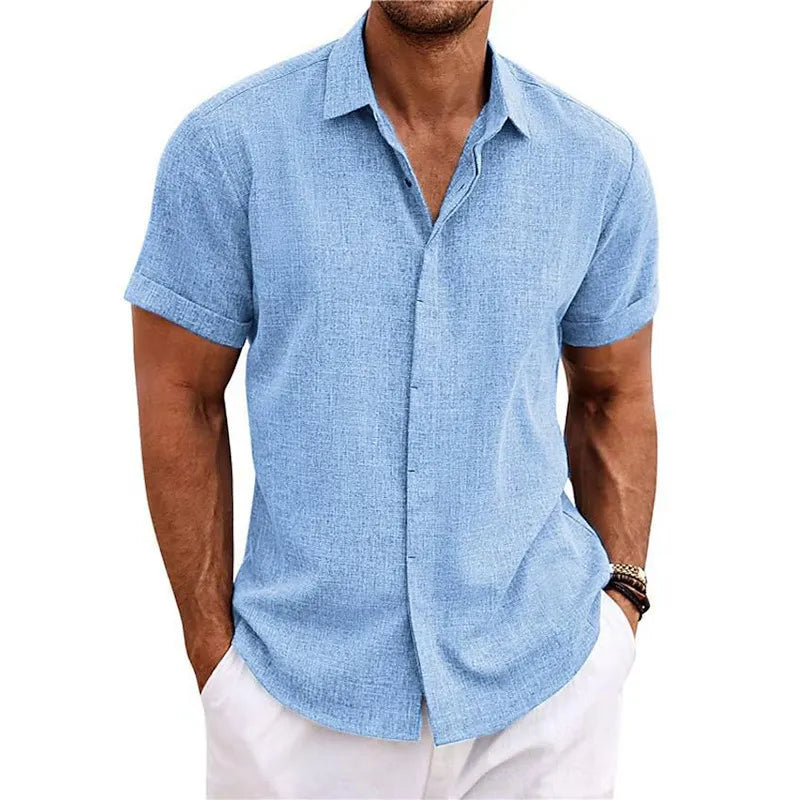 Short-sleeved Cotton Linen Shirt