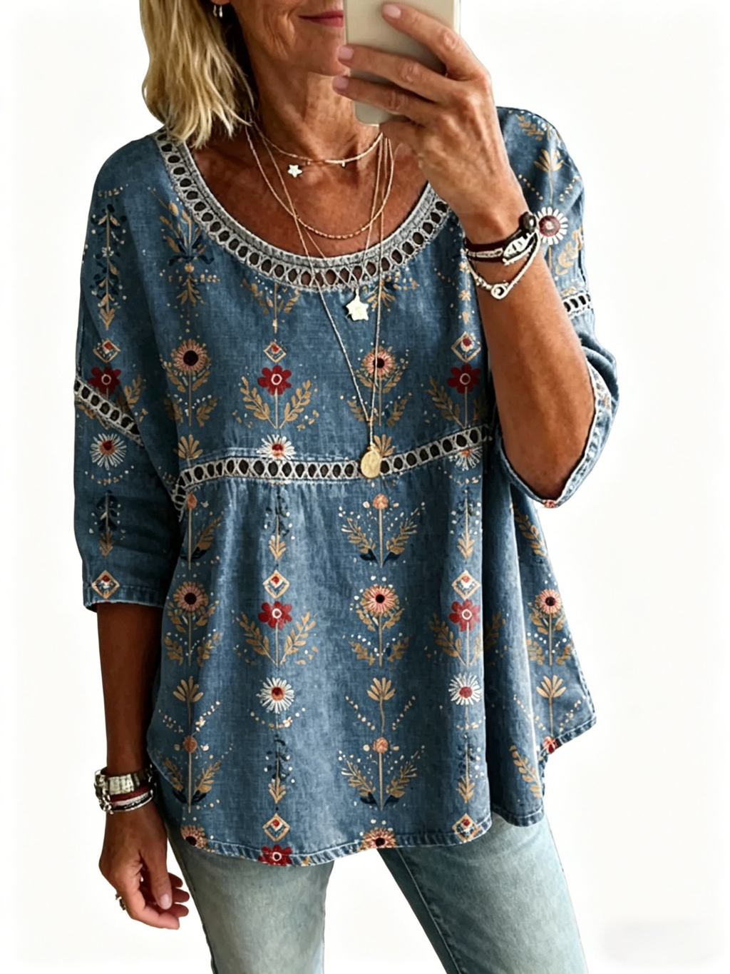 Abstract Print Linen Top | Women's Casual Loose Blouse