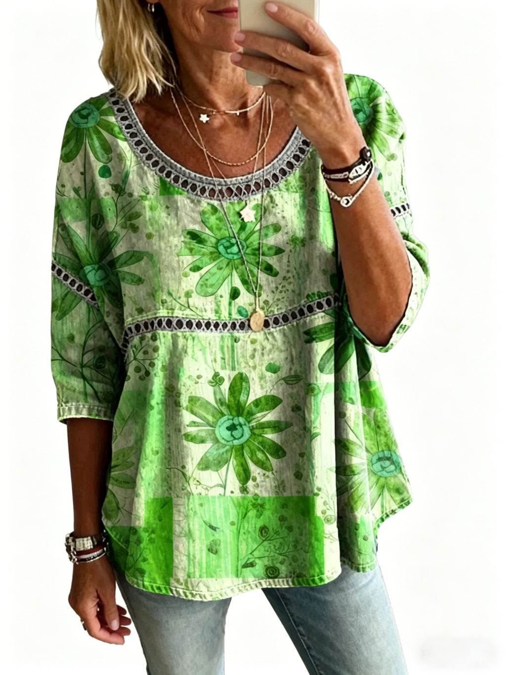 Abstract Print Linen Top | Women's Casual Loose Blouse