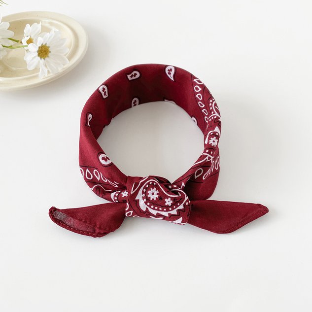 European and American hip-hop silk scarf for women 50cm cotton and linen small square scarf new style niche personality cashew print headscarf waist scarf