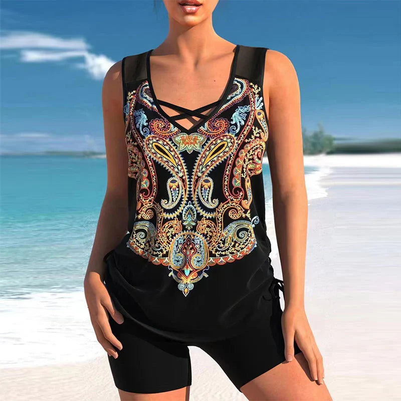 Paisley Print Tankini Set | Women's Boho Beachwear