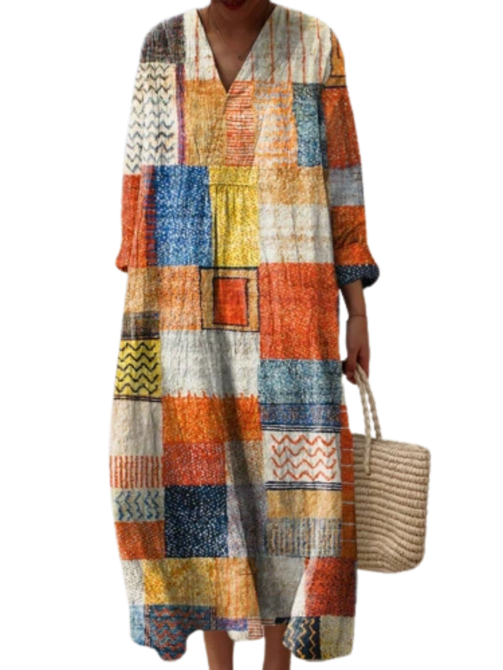 Women's Abstract Pattern Art Print Cotton Dress