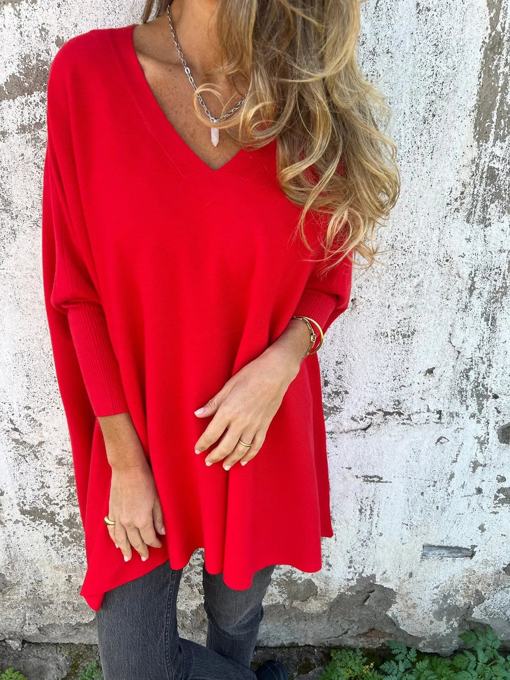 Knitted Loose Bat Top