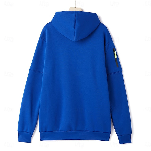 Men's Hoodie Full Zip Hoodie Fleece Hoodie Black White Wine Navy Blue Royal Blue Hooded Plain Zipper Pocket Sports & Outdoor Daily Holiday Polyester Streetwear Cool Casual Spring &  Fall Clothing