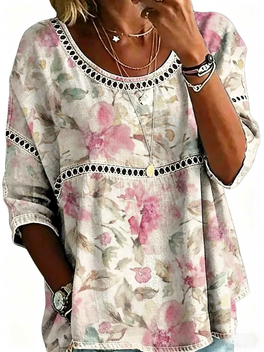 Abstract Print Linen Top | Women's Casual Loose Blouse