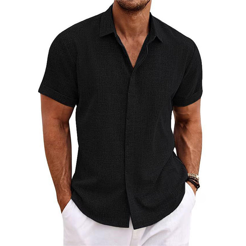 Short-sleeved Cotton Linen Shirt