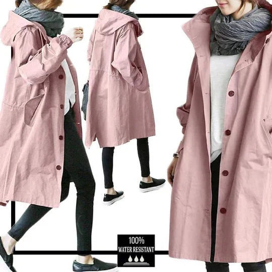 Women's Loose Fit Waterproof Trench Jacket